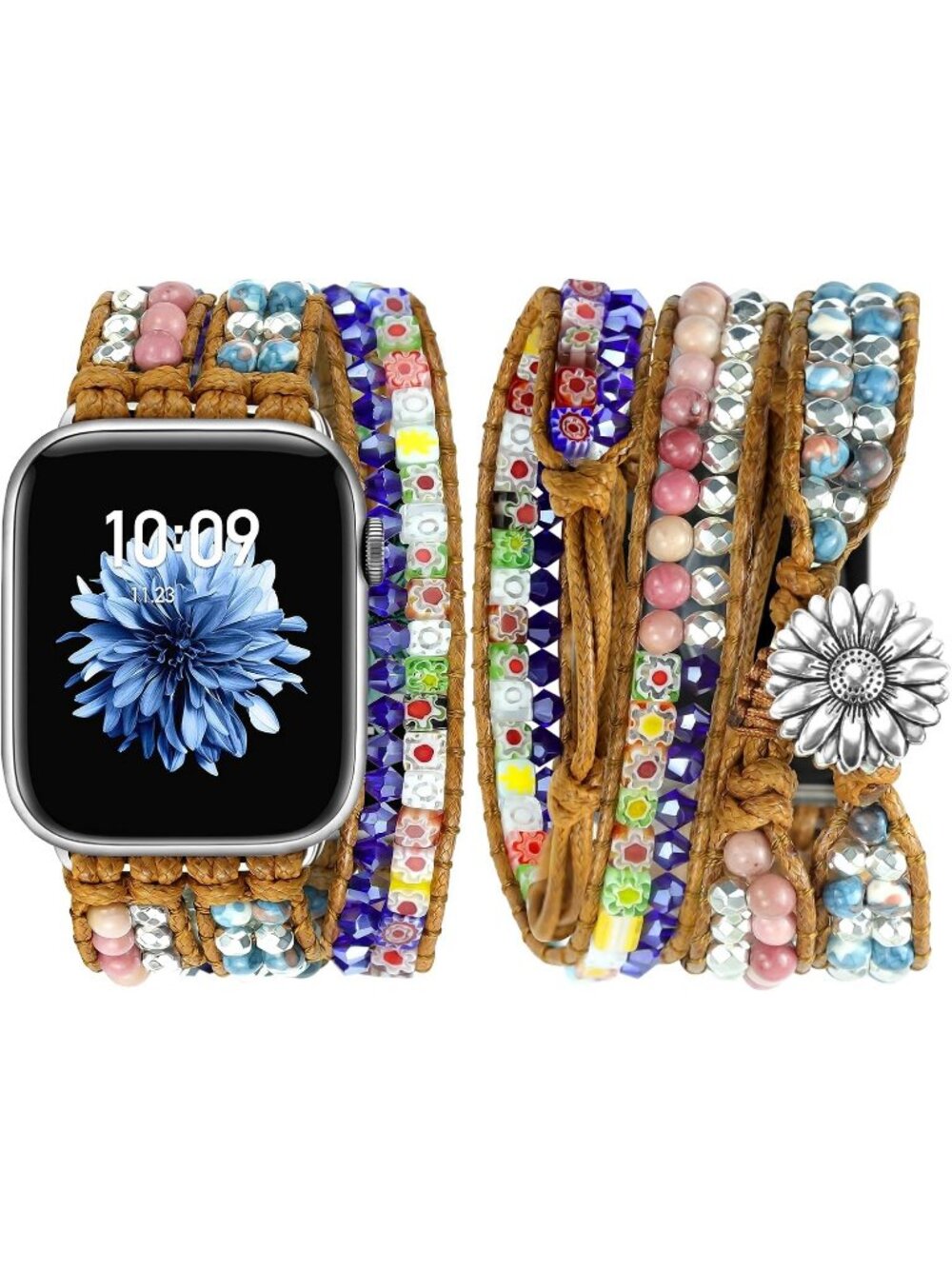Women's Colorful Boho Beaded Band Compatible with Apple Stones Bracelet Watch